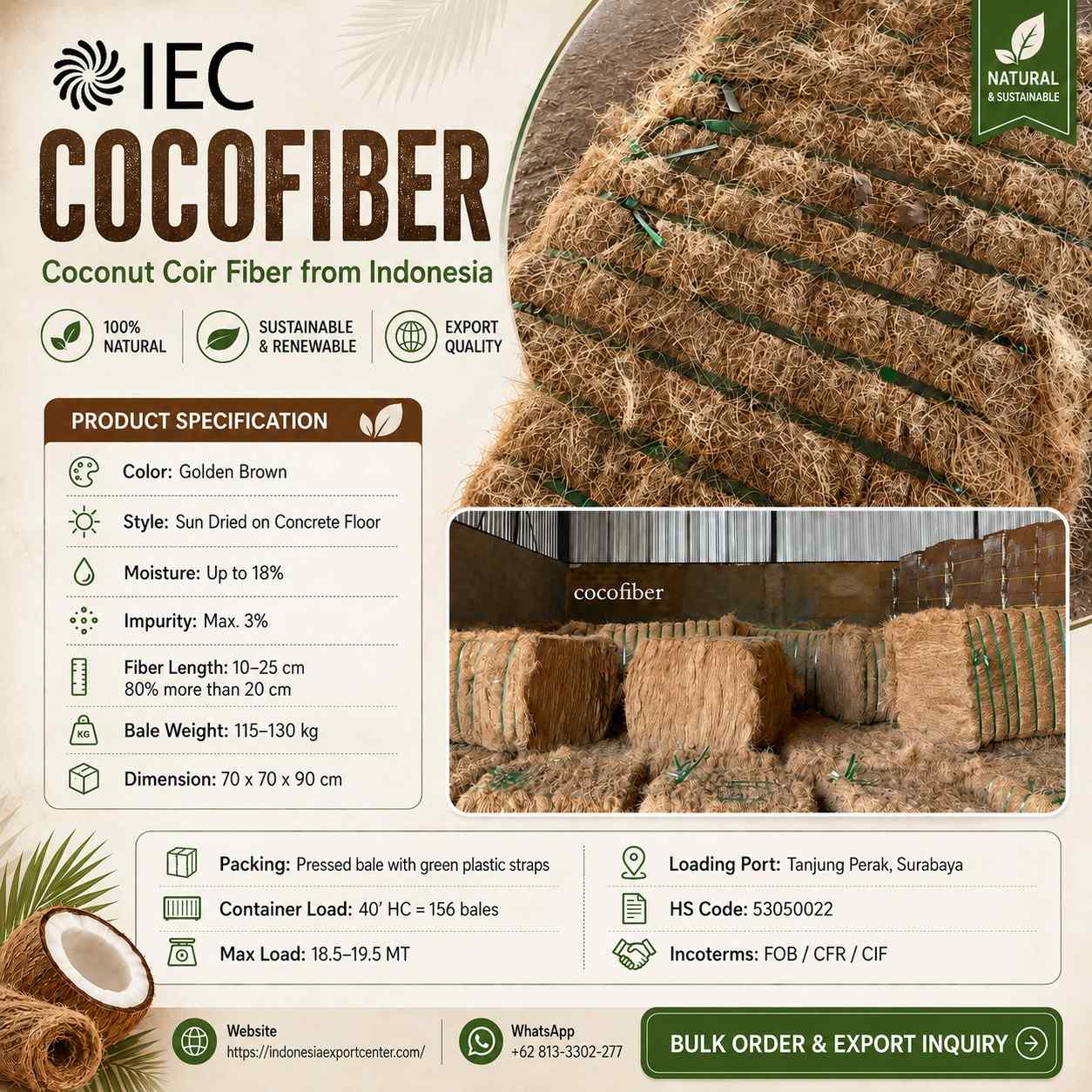 Cocofiber / Coconut Coir Fiber from Indonesia