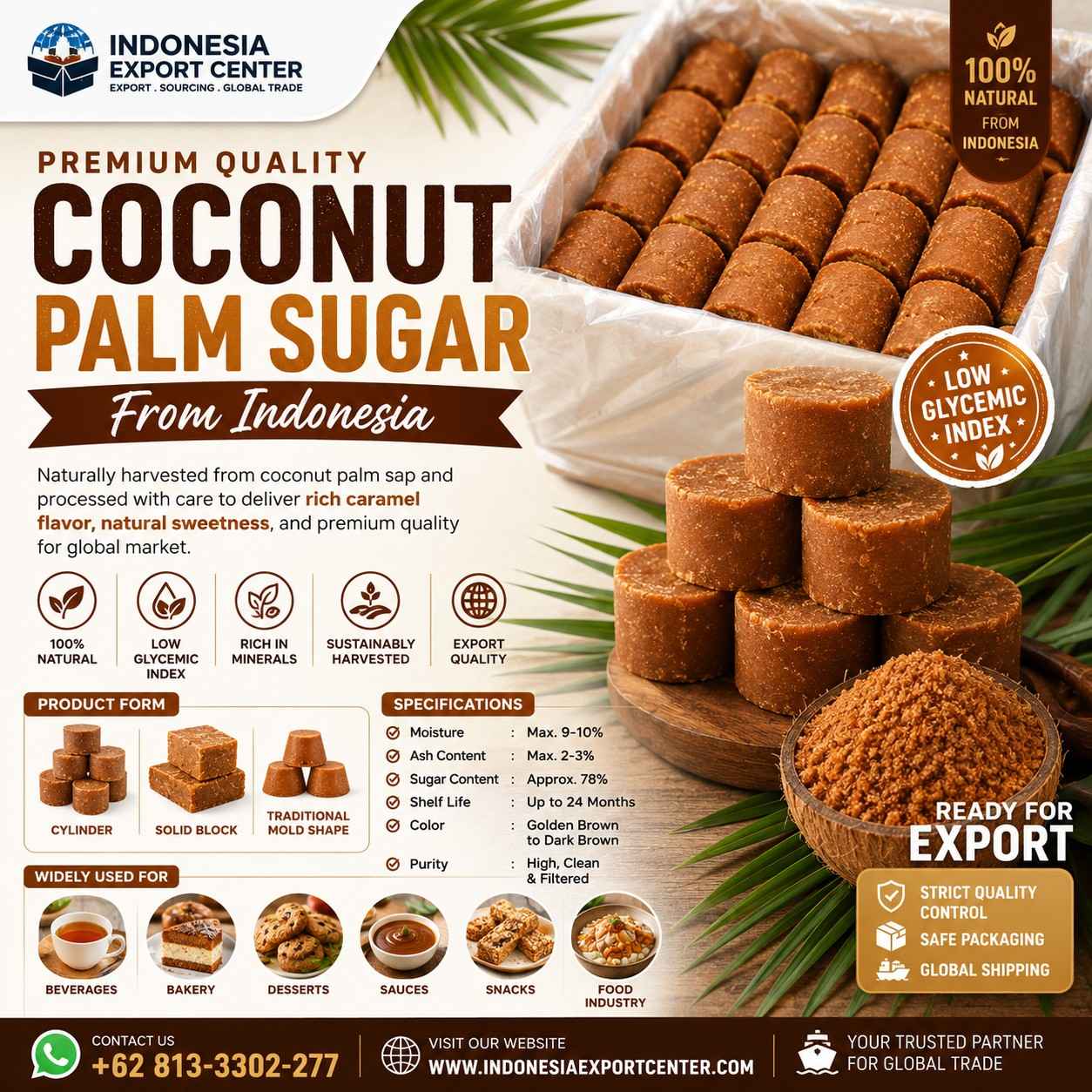 Coconut Palm Sugar Supplier/Exporter Indonesia