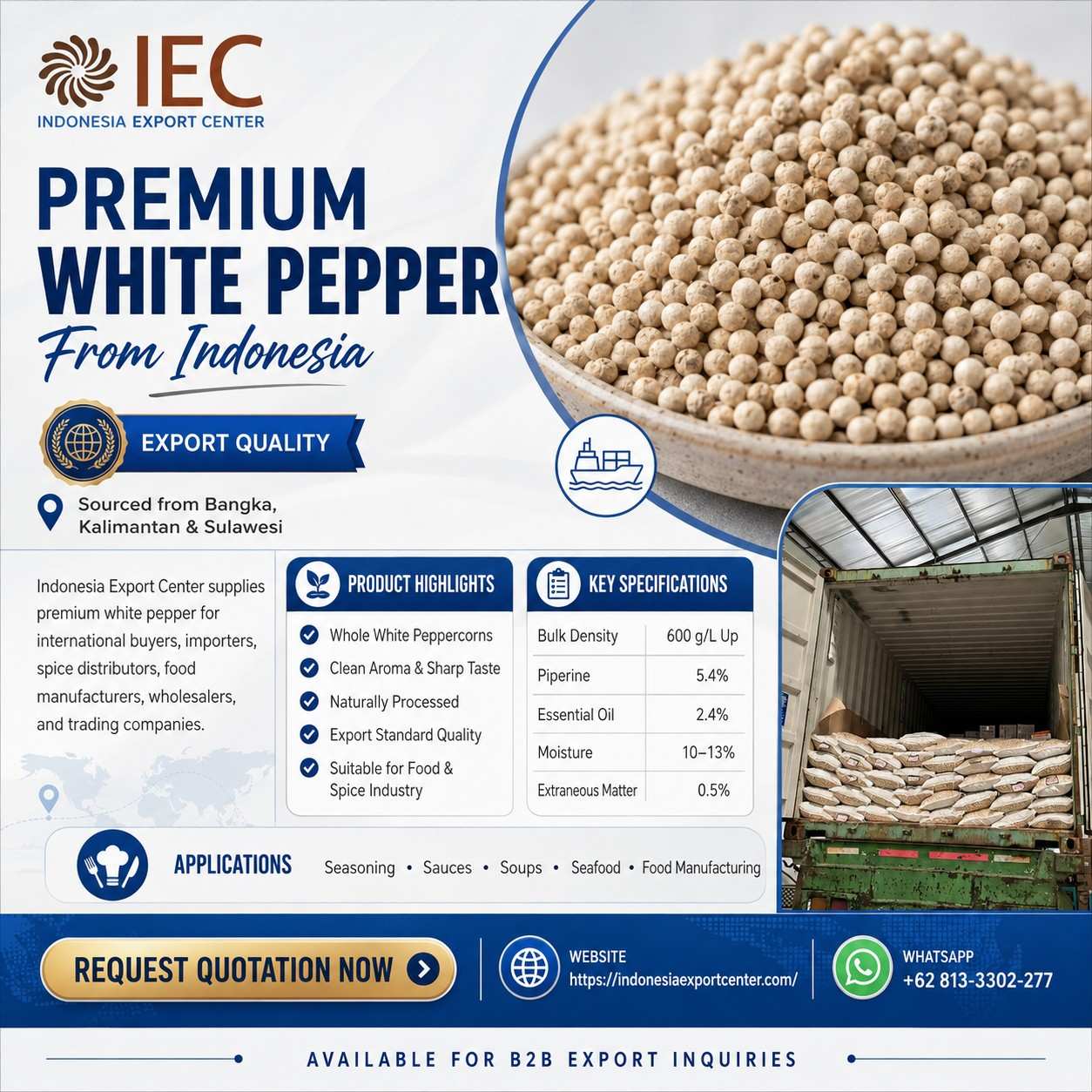 Premium White Pepper from Indonesia