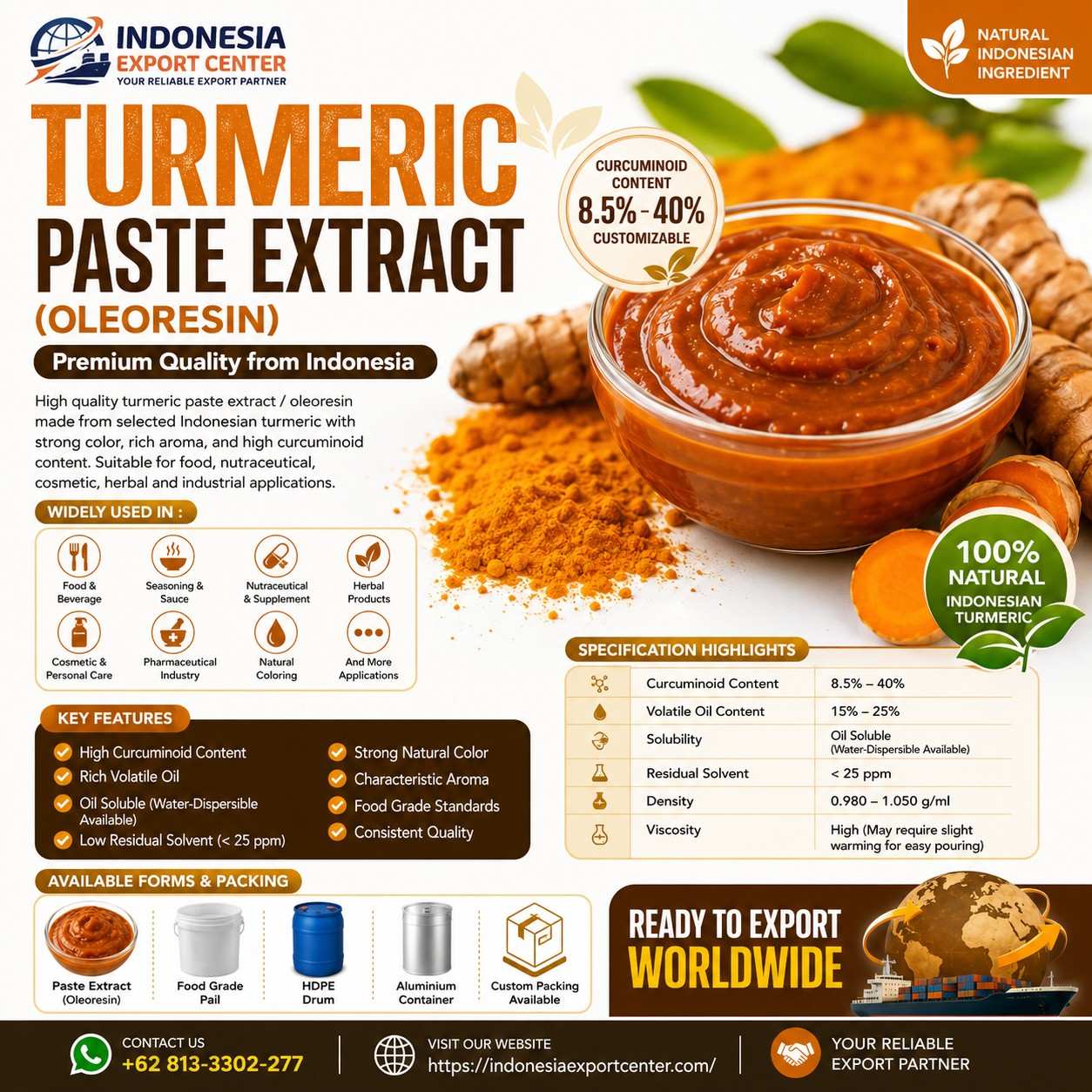 Turmeric Paste Extract / Turmeric Oleoresin from Indonesia