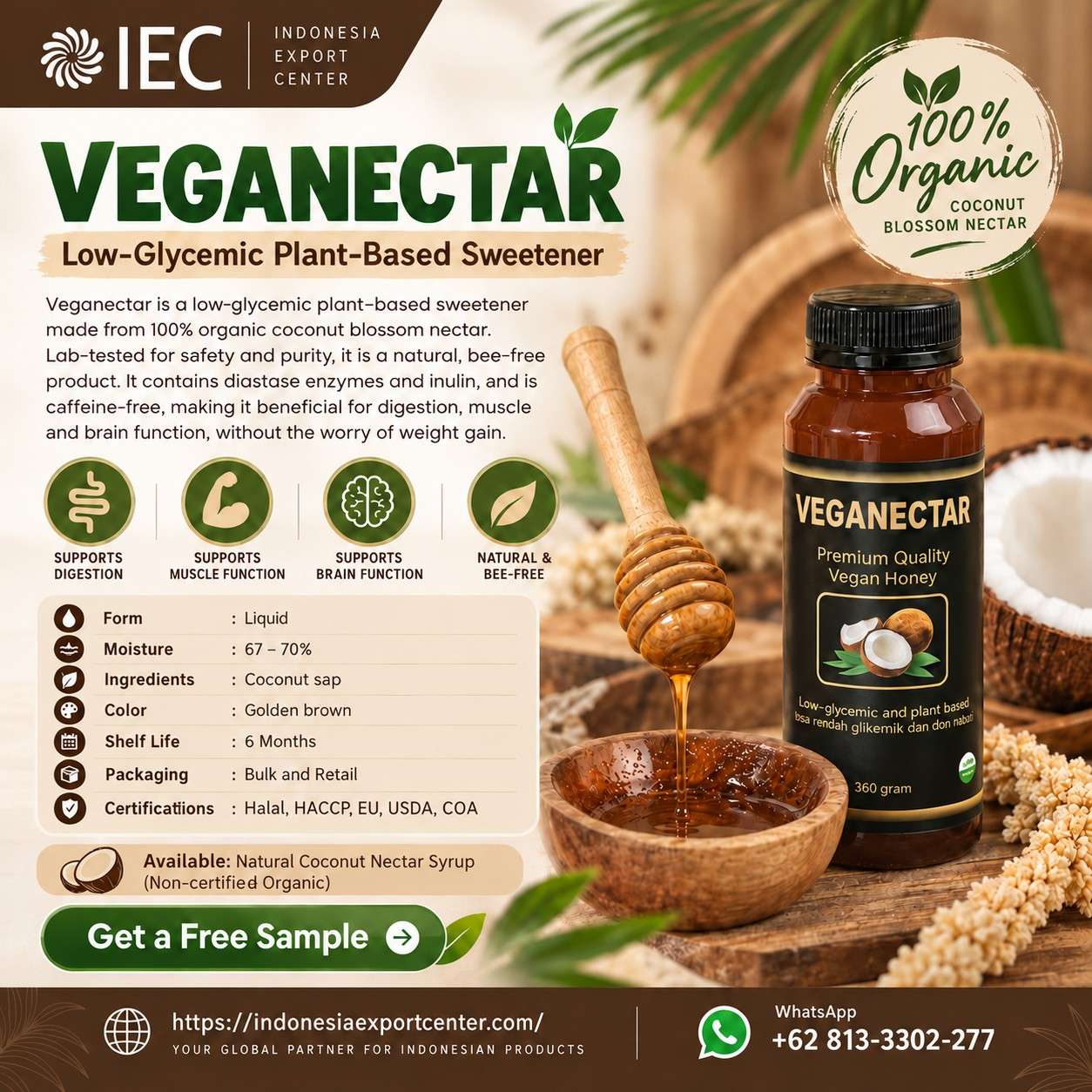 Coconut Blossom Nectar Supplier Indonesia – VEGANECTAR Premium Plant-Based Sweetener